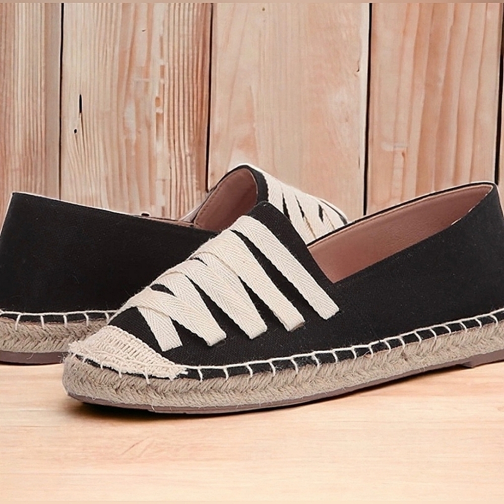 Yoki Lela Slip on Black Women's Espadrilles Size 6 🌴